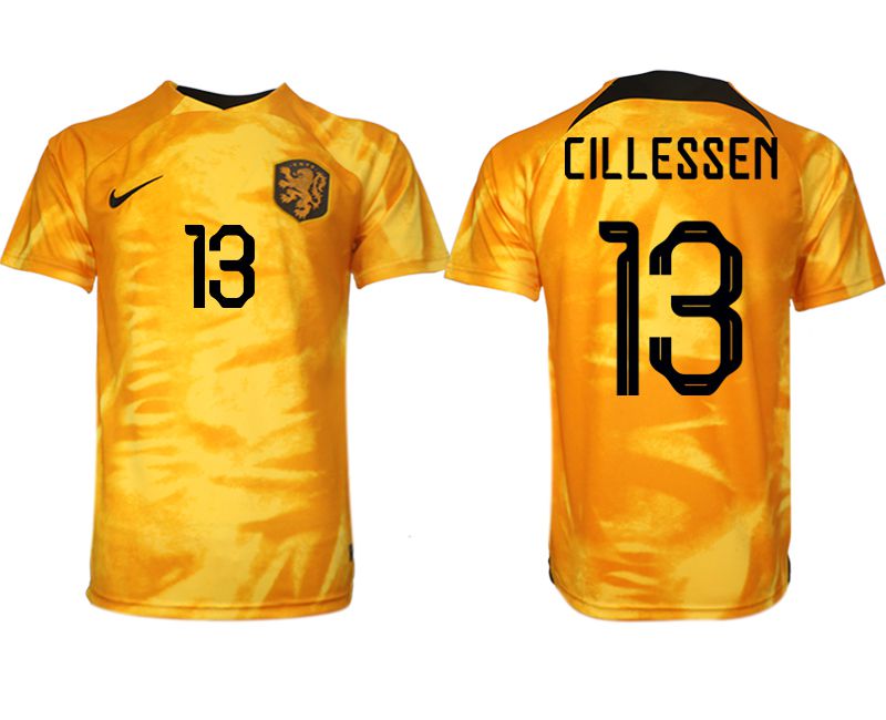 Men 2022 World Cup National Team Netherlands home aaa version yellow #13 Soccer Jersey->->Soccer Country Jersey